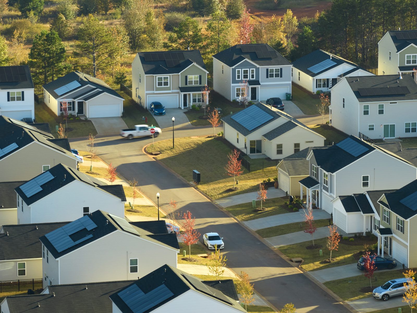 Aerial view of a Greater Birmingham neighborhood