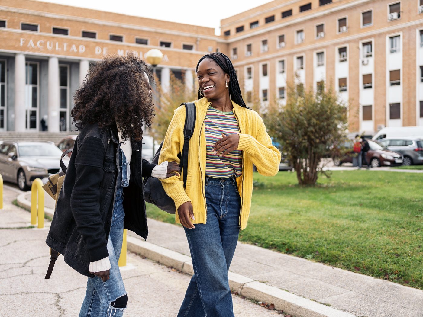 Students on a Miles College campus walkway